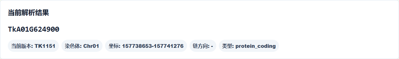 基因卡片与序列：示例查询结果
