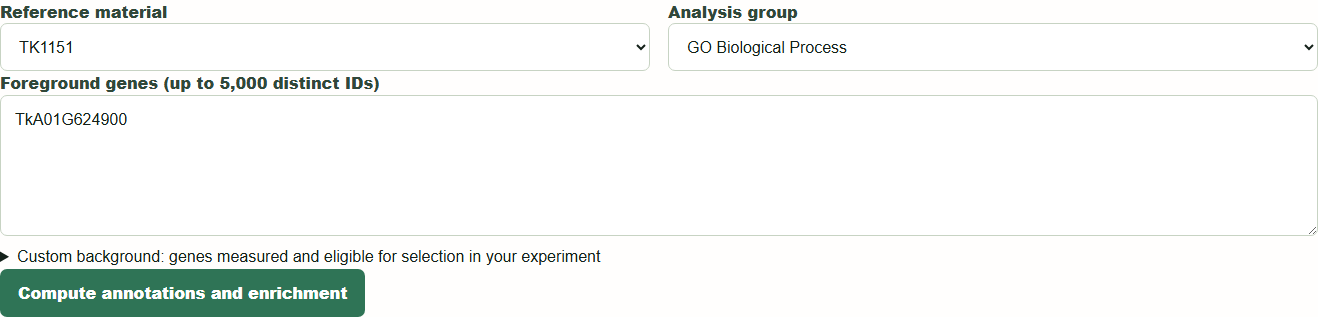 GO / KEGG annotations and statistical enrichment: input and parameters