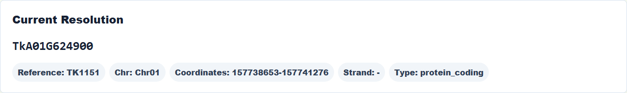 Homepage and gene search: example query results